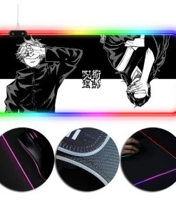 OneHeroSuits Jujutsu Kaisen Creative RGB LED Gaming Mouse Pad Jujutsu Kaisen Printing Black And White