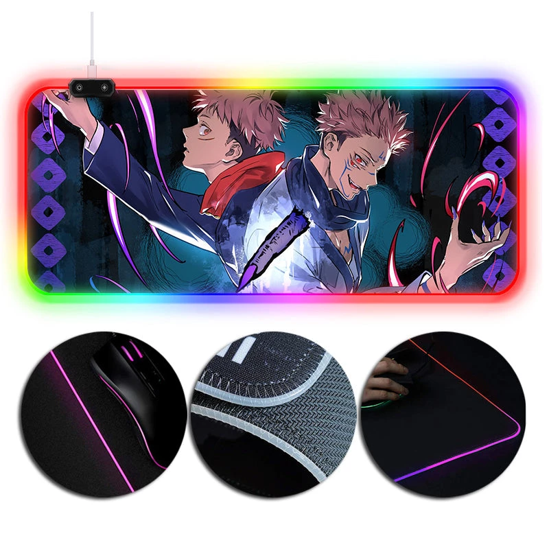 OneHeroSuits Sorcery Fight Creative RGB LED Gaming Mouse Pad Jujutsu Kaisen Double Life Printing 1 OneHeroSuits Sorcery Fight Creative RGB LED Gaming Mouse Pad Jujutsu Kaisen Double Life Printing