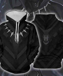 OneHeroSuits Black Panther Hoodies T Challa Printed Zip-Up Creative Printed Zip-Up Hooded Sweatshirt