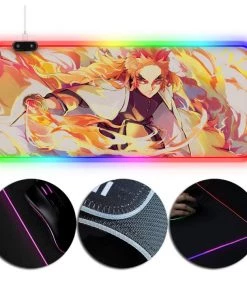 OneHeroSuits RGB Lighting Mouse Pad Rengoku Kyoujurou Infinity Train Painting 11 OneHeroSuits RGB Lighting Mouse Pad Rengoku Kyoujurou Infinity Train Painting