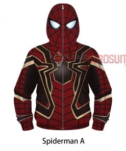 OneHeroSuits Kids Cosplay Kids Spiderman Creative 3D Printed Zip Hoodie