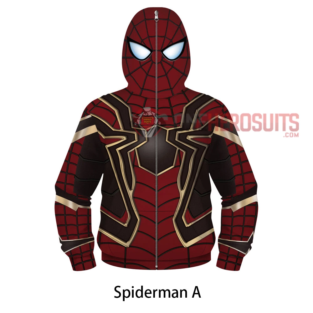 OneHeroSuits Kids Cosplay Kids Spiderman Creative 3D Printed Zip Hoodie 2 OneHeroSuits Kids Cosplay Kids Spiderman Creative 3D Printed Zip Hoodie