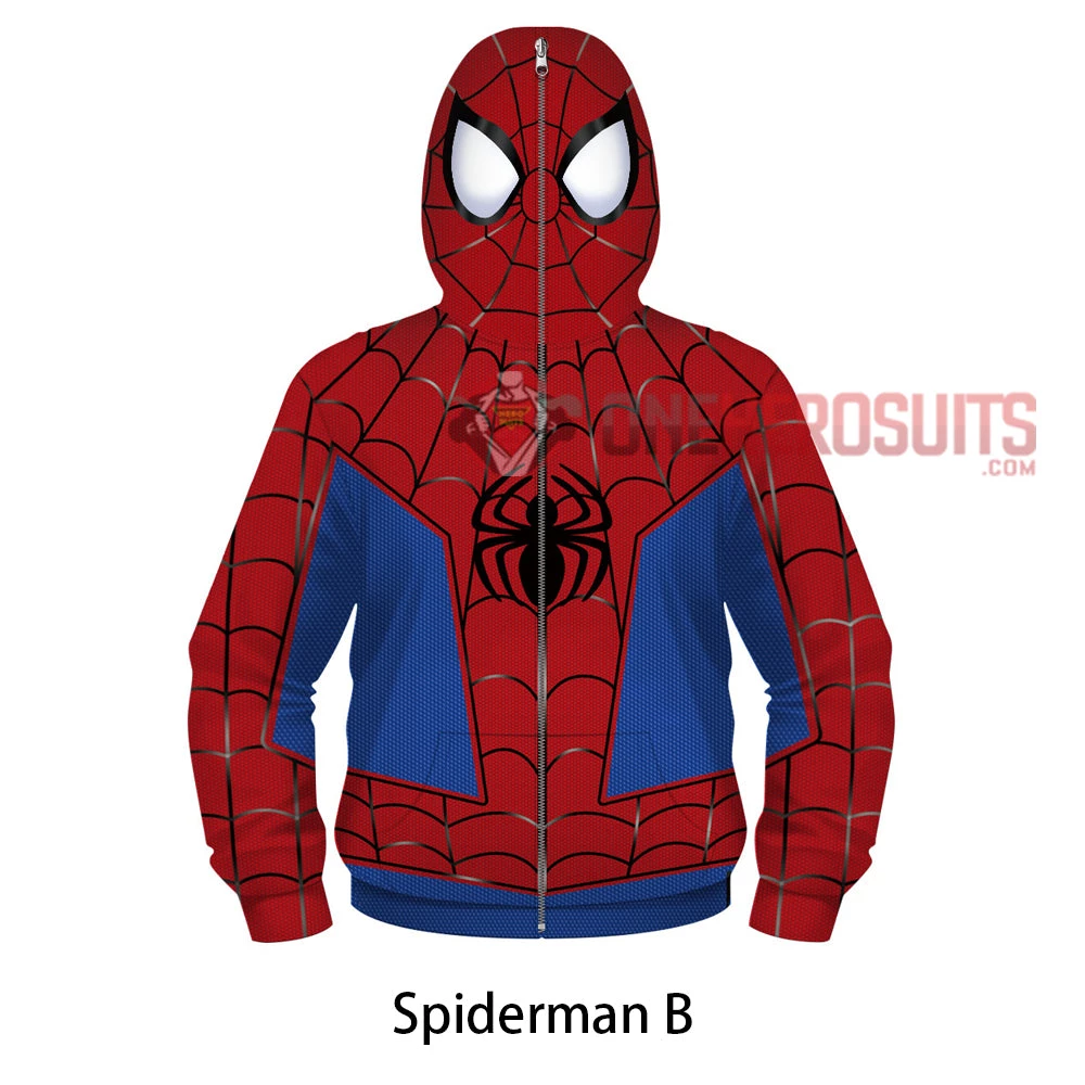 OneHeroSuits Kids Cosplay Kids Spiderman Creative 3D Printed Zip Hoodie 4 OneHeroSuits Kids Cosplay Kids Spiderman Creative 3D Printed Zip Hoodie