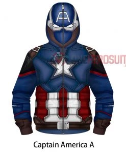 OneHeroSuits Kids Captain America Creative 3D Printed Zip Hoodie Kids Cosplay