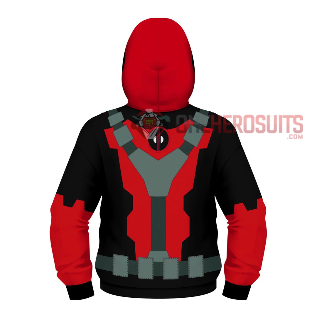OneHeroSuits Kids Cosplay Kids Deadpool Creative 3D Printed Zip Hoodie 3 OneHeroSuits Kids Cosplay Kids Deadpool Creative 3D Printed Zip Hoodie