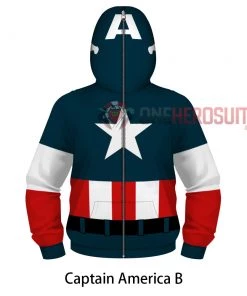 OneHeroSuits Kids Captain America Creative 3D Printed Zip Hoodie Kids Cosplay