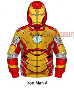 OneHeroSuits Kids Cosplay Kids Iron Man Creative 3D Printed Zip Hoodie