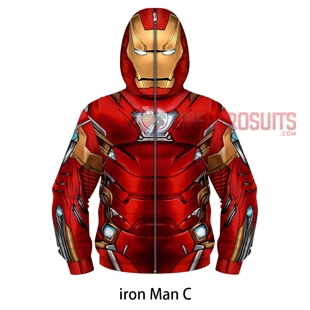 OneHeroSuits Kids Cosplay Kids Iron Man Creative 3D Printed Zip Hoodie 6 OneHeroSuits Kids Cosplay Kids Iron Man Creative 3D Printed Zip Hoodie