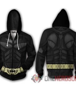 OneHeroSuits Batman Hoodie Batsuit Creative Printed Zip-Up Hooded Sweatshirt Cozy Hoodies