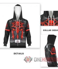 OneHeroSuits Captain America Hydra Hoodie Creative Printed Zip-Up Hooded Sweatshirt Cozy Hoodies
