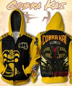 OneHeroSuits Cobra Kai Hoodies Yellow Cobra Creative Printed Hooded Sweatshirt