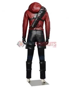 OneHeroSuits Red Arrow Cosplay Costume Roy Harper Leather Cosplay Hoodie Movie Level