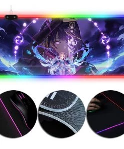 OneHeroSuits Genshin Impact Baal And Sangonomiya Kokomi Printed RGB Lighting Gaming Mouse Pad