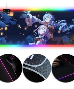OneHeroSuits Genshin Impact Mouse Pad Ganyu And Qiqi Printed RGB Full Desktop Mouse Pad