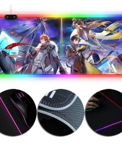 OneHeroSuits Genshin Impact Mouse Pad Zhongli And Tartaglia Creative RGB Full Desktop Mouse Pad