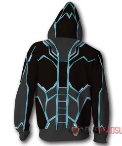 OneHeroSuits Iron Man Hoodies Iron Heart Blue Creative Printed Zip-Up Hooded Sweatshirt