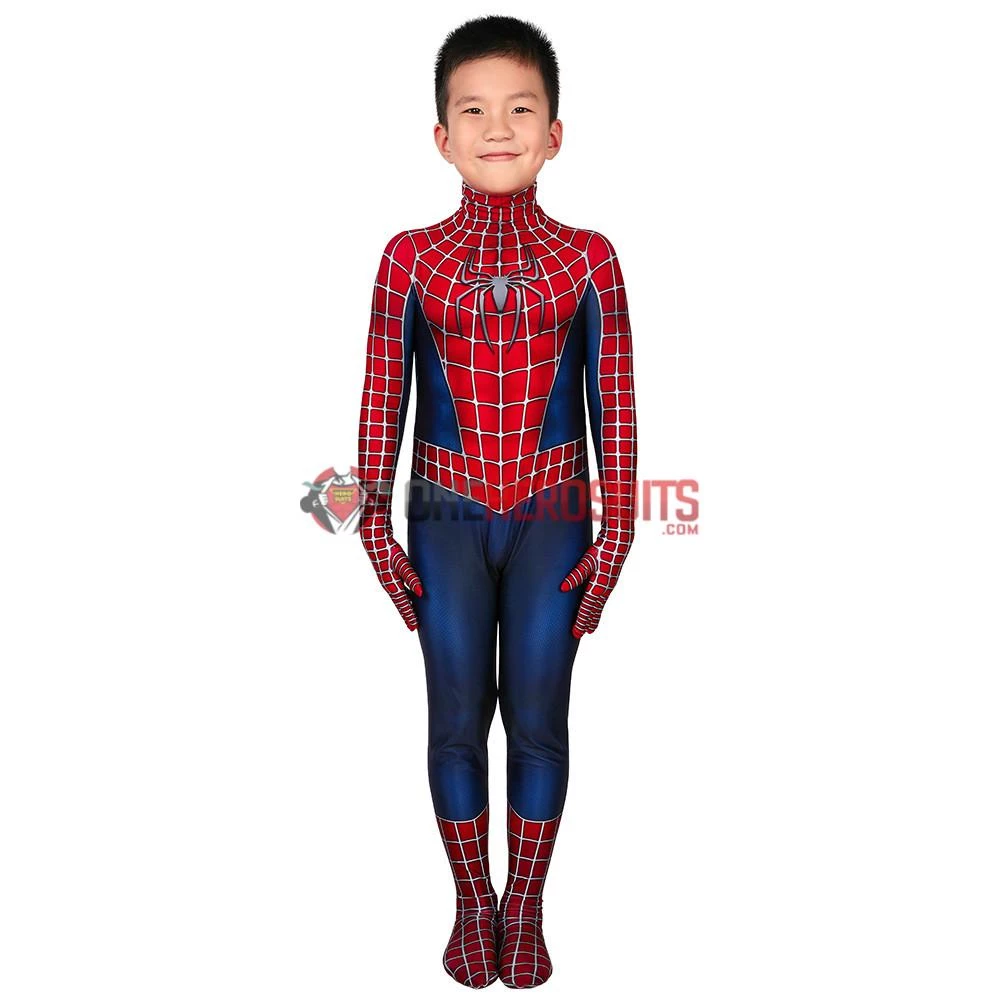 OneHeroSuits Kids Spider-man Cosplay Suit Spandex Tobey Maguire Suit Printed Edition 2 OneHeroSuits Kids Spider-man Cosplay Suit Spandex Tobey Maguire Suit Printed Edition