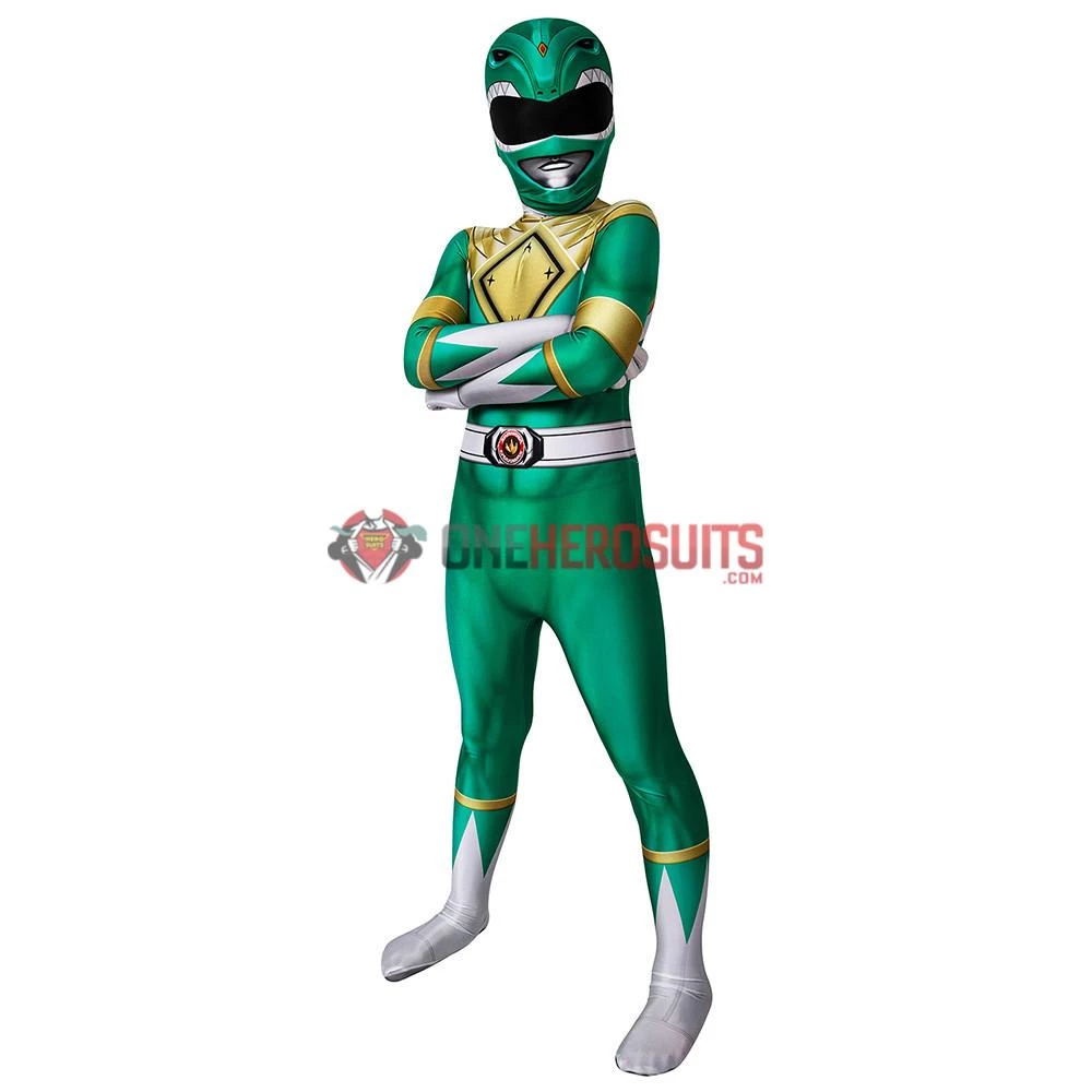 OneHeroSuits Kids Green Power Ranger Cosplay Suit Expert-level Cosplay Bodysuit & Zentai 2 OneHeroSuits Kids Green Power Ranger Cosplay Suit Expert-level Cosplay Bodysuit & Zentai