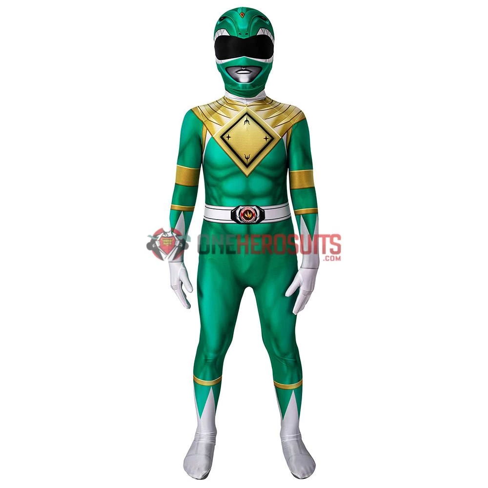 OneHeroSuits Kids Green Power Ranger Cosplay Suit Expert-level Cosplay Bodysuit & Zentai 3 OneHeroSuits Kids Green Power Ranger Cosplay Suit Expert-level Cosplay Bodysuit & Zentai