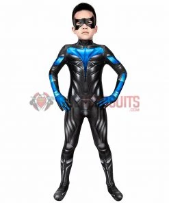OneHeroSuits Gifts For Kids Titans Cosplay Suit Children Nightwing Blue Cosplay Bodysuit