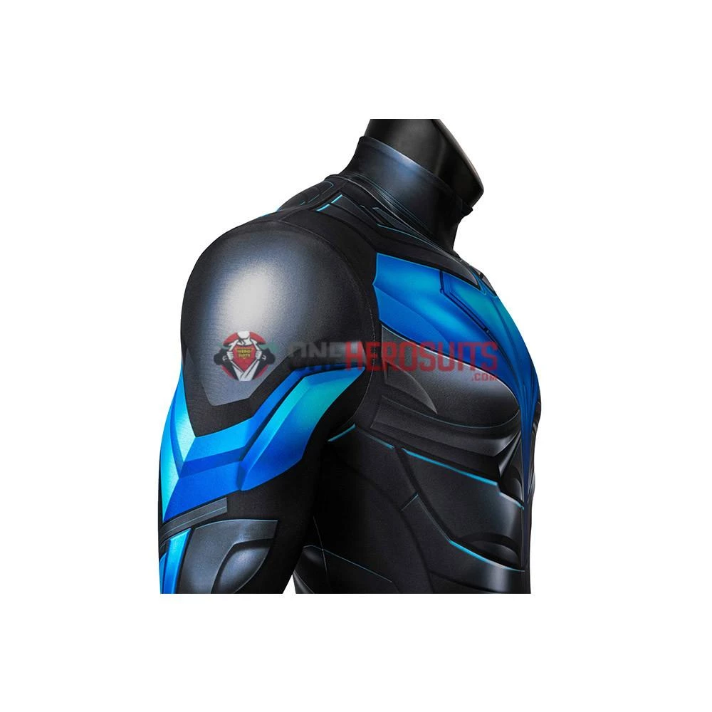 OneHeroSuits Titans Nightwing Cosplay Costume Detail Printed Spandex Suit Expert-level Cosplay Bodysuit & Zentai 11 OneHeroSuits Titans Nightwing Cosplay Costume Detail Printed Spandex Suit Expert-level Cosplay Bodysuit & Zentai