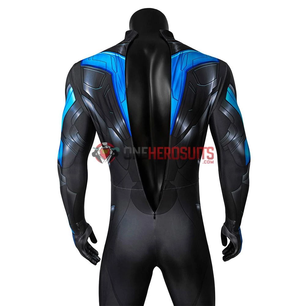 OneHeroSuits Titans Nightwing Cosplay Costume Detail Printed Spandex Suit Expert-level Cosplay Bodysuit & Zentai 13 OneHeroSuits Titans Nightwing Cosplay Costume Detail Printed Spandex Suit Expert-level Cosplay Bodysuit & Zentai