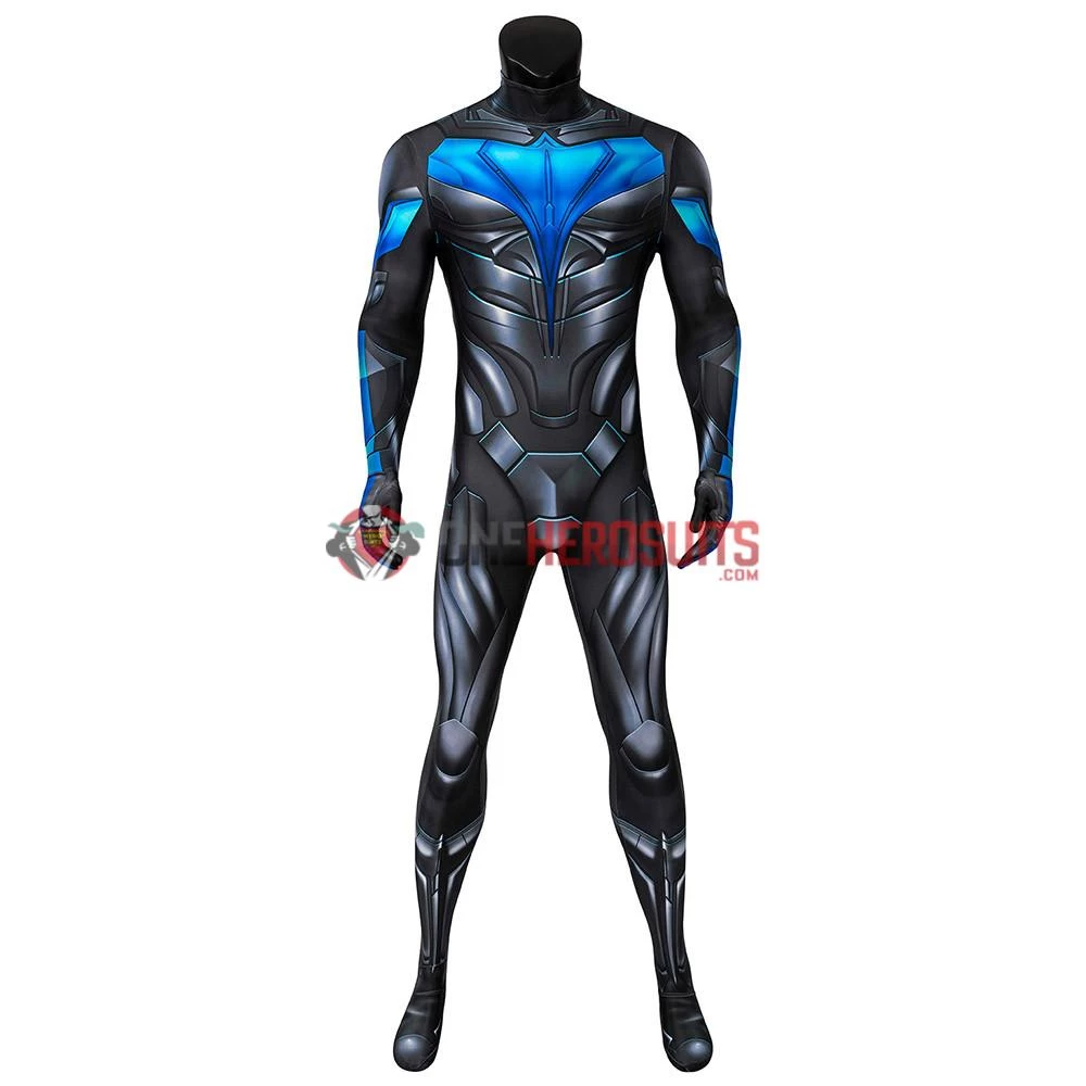 OneHeroSuits Titans Nightwing Cosplay Costume Detail Printed Spandex Suit Expert-level Cosplay Bodysuit & Zentai 2 OneHeroSuits Titans Nightwing Cosplay Costume Detail Printed Spandex Suit Expert-level Cosplay Bodysuit & Zentai
