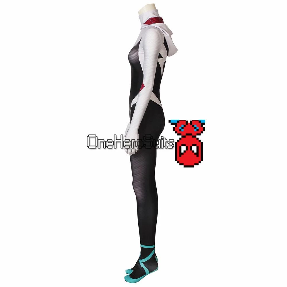 OneHeroSuits Gwen Stacy Suit Into The Spider-Verse Spider-Gwen Cosplay Costume Zentai/Jumpsuit 4 OneHeroSuits Gwen Stacy Suit Into The Spider-Verse Spider-Gwen Cosplay Costume Zentai/Jumpsuit
