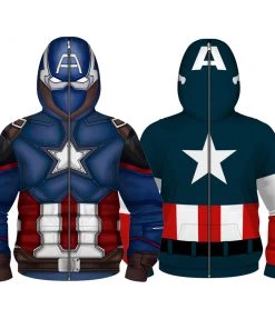 OneHeroSuits Kids Captain America Creative 3D Printed Zip Hoodie Kids Cosplay