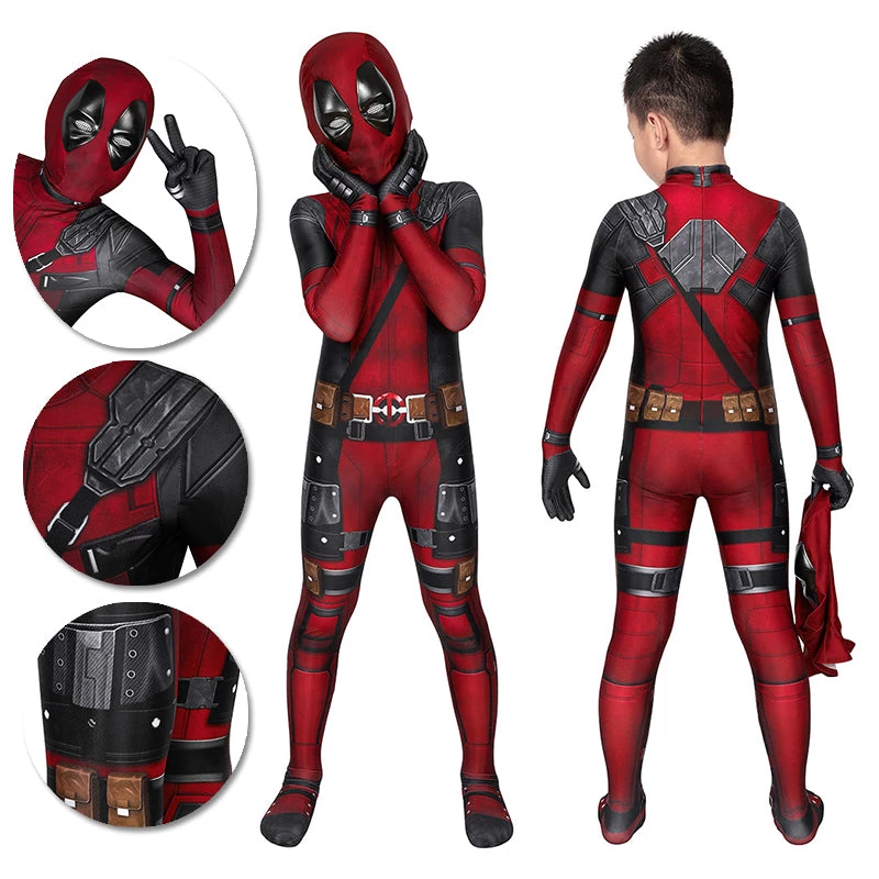 OneHeroSuits Expert-level Cosplay Bodysuit & Zentai Kids Deadpool Cosplay Suit 3D Printed Spandex Deadpool Suit For Children 1 OneHeroSuits Expert-level Cosplay Bodysuit & Zentai Kids Deadpool Cosplay Suit 3D Printed Spandex Deadpool Suit For Children