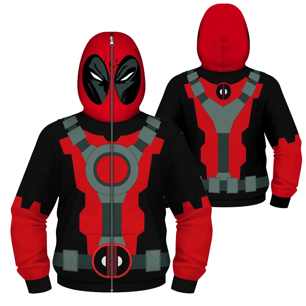 OneHeroSuits Kids Cosplay Kids Deadpool Creative 3D Printed Zip Hoodie 1 OneHeroSuits Kids Cosplay Kids Deadpool Creative 3D Printed Zip Hoodie