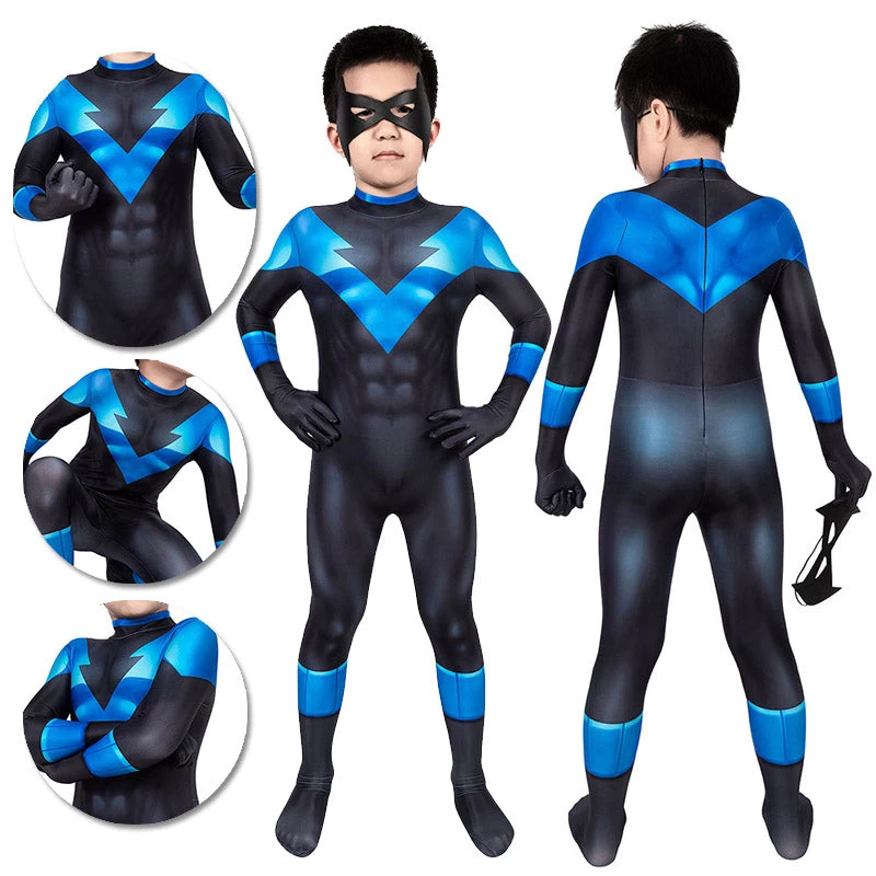OneHeroSuits Expert-level Cosplay Bodysuit & Zentai Kids Nightwing Cosplay Suit Creative Gifts For Children 1 OneHeroSuits Expert-level Cosplay Bodysuit & Zentai Kids Nightwing Cosplay Suit Creative Gifts For Children