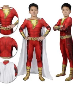 OneHeroSuits Kids Shazam Cosplay Suit Fury Of The Gods Spandex BodySuit Entry-level Cosplay Bodysuit & Zentai