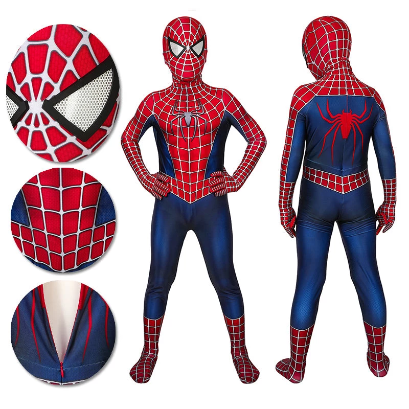 OneHeroSuits Kids Spider-man Cosplay Suit Spandex Tobey Maguire Suit Printed Edition 1 OneHeroSuits Kids Spider-man Cosplay Suit Spandex Tobey Maguire Suit Printed Edition