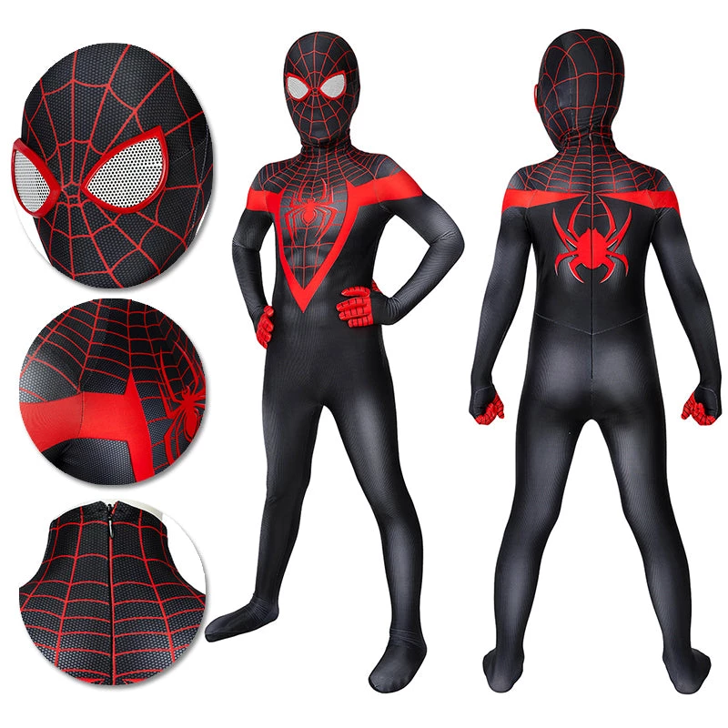 OneHeroSuits Kids Spider-man Miles Morales PS5 Cosplay Suit Children Halloween Cosplay Jumpsuit 1 OneHeroSuits Kids Spider-man Miles Morales PS5 Cosplay Suit Children Halloween Cosplay Jumpsuit