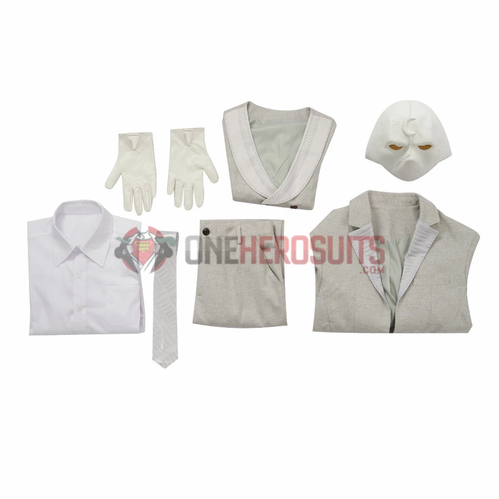 OneHeroSuits Moon Knight Cosplay Costumes Mr Knight White Suits With Mask 2 OneHeroSuits Moon Knight Cosplay Costumes Mr Knight White Suits With Mask