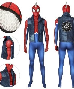 OneHeroSuits Punk-Rock Spidey Suit Hobart Brown Bodysuit With Vest