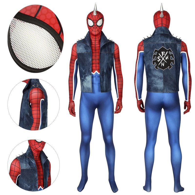 OneHeroSuits Punk-Rock Spidey Suit Hobart Brown Bodysuit With Vest 1 OneHeroSuits Punk-Rock Spidey Suit Hobart Brown Bodysuit With Vest