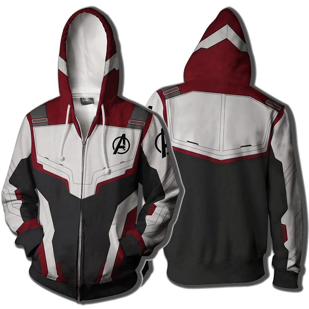 OneHeroSuits Quantum Suits Hoodies Avengers Endgame Creative Printed Zip-up Hooded Sweatshirt