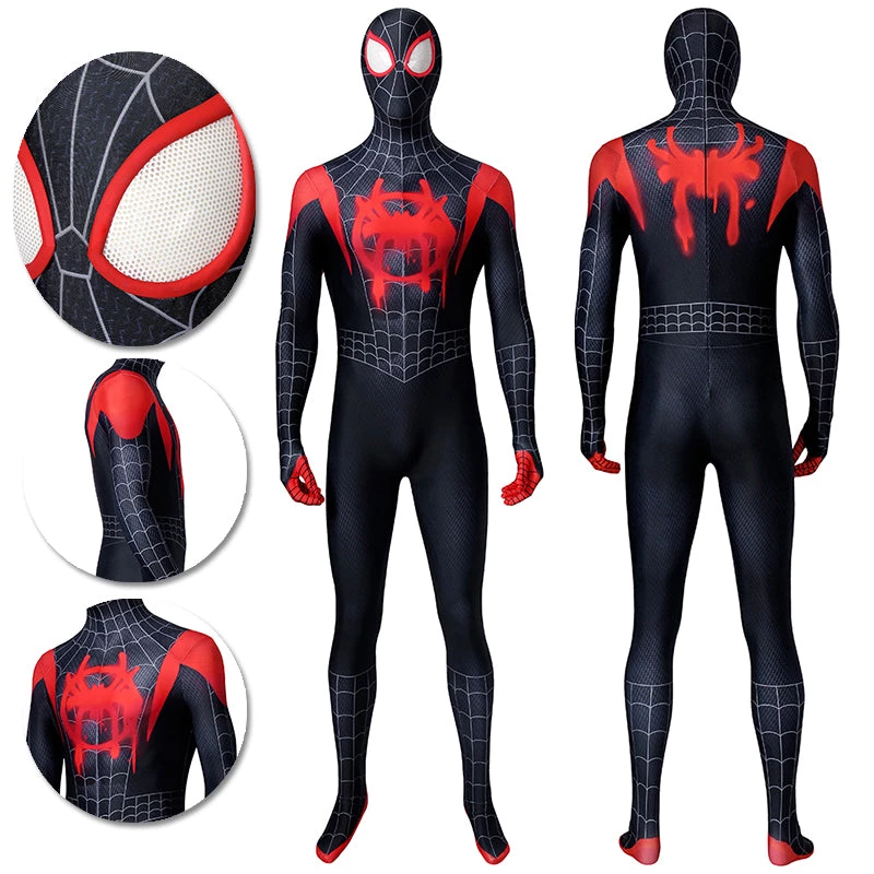 OneHeroSuits Zentai/Jumpsuit Spider-Man Into The Spider-Verse Miles Morales Cosplay Costume HD Printed Jumpsuits 1 OneHeroSuits Zentai/Jumpsuit Spider-Man Into The Spider-Verse Miles Morales Cosplay Costume HD Printed Jumpsuits