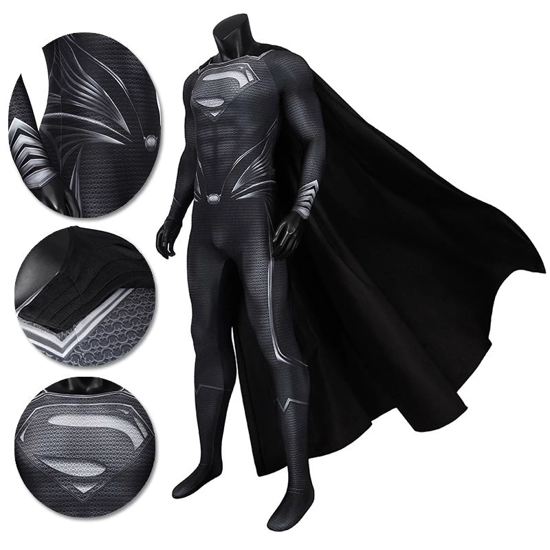 OneHeroSuits SuperMan Clark Kent Black Cosplay Costumes Justice League Cosplay Suit