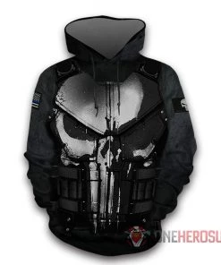 OneHeroSuits The Punisher Hoodies Creative 3D Print Pullover Hooded Sweatshirt Cozy Hoodies