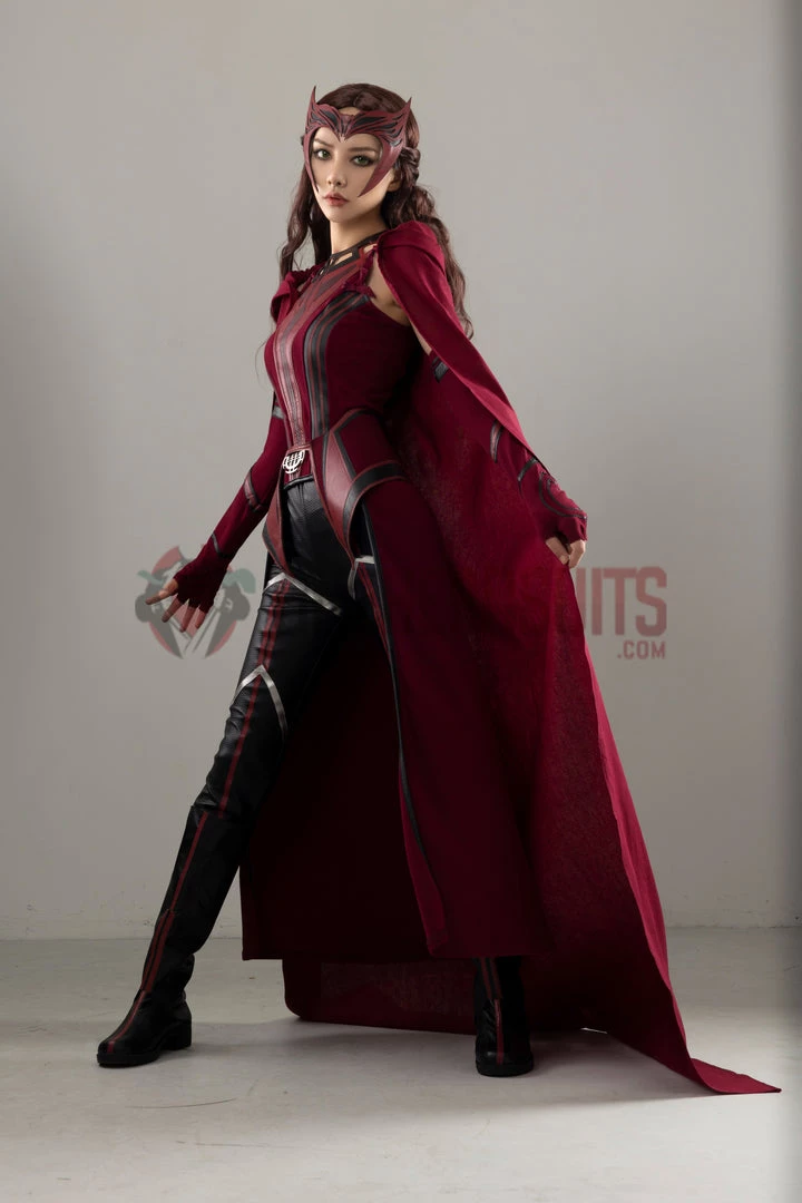 OneHeroSuits Wandavision Scarlet Witch Cosplay Costumes Halloween Carnival Set 1 OneHeroSuits Wandavision Scarlet Witch Cosplay Costumes Halloween Carnival Set