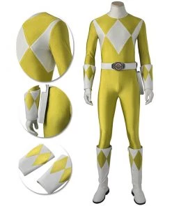OneHeroSuits Yellow Ranger Male Cosplay Costumes Mighty Morphin Power Rangers Cosplay Suit
