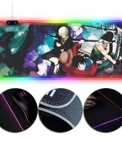 OneHeroSuits Straw Hat Pirates Anime Printing RGB Gaming Mouse Pad Extra Large