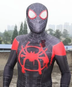 OneHeroSuits Miles Morales Spandex Suit Halloween Black Spider Cosplay Bodysuit