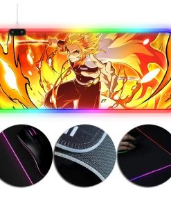 OneHeroSuits Demon Slayer Mouse Pad Kyojuro Rengoku Printed RGB Gaming Mouse Pad Extra Large