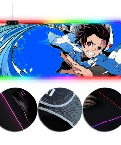 OneHeroSuits Demon Slayer Tanjiro Water Breathing Printed RGB Gaming Mouse Pad Extra Large