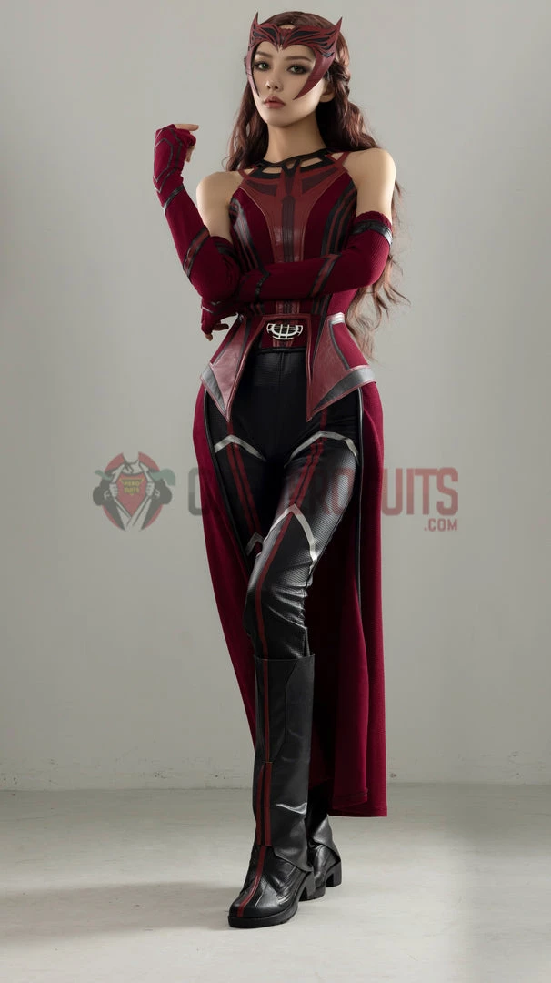 OneHeroSuits Wandavision Scarlet Witch Cosplay Costumes Halloween Carnival Set 3 OneHeroSuits Wandavision Scarlet Witch Cosplay Costumes Halloween Carnival Set