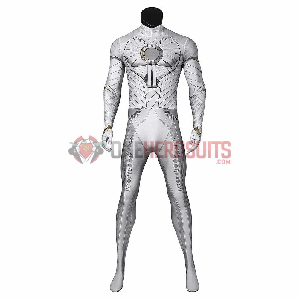 OneHeroSuits Moon Knight Cosplay Costumes White Spandex Bodysuit With Cloak 9 OneHeroSuits Moon Knight Cosplay Costumes White Spandex Bodysuit With Cloak